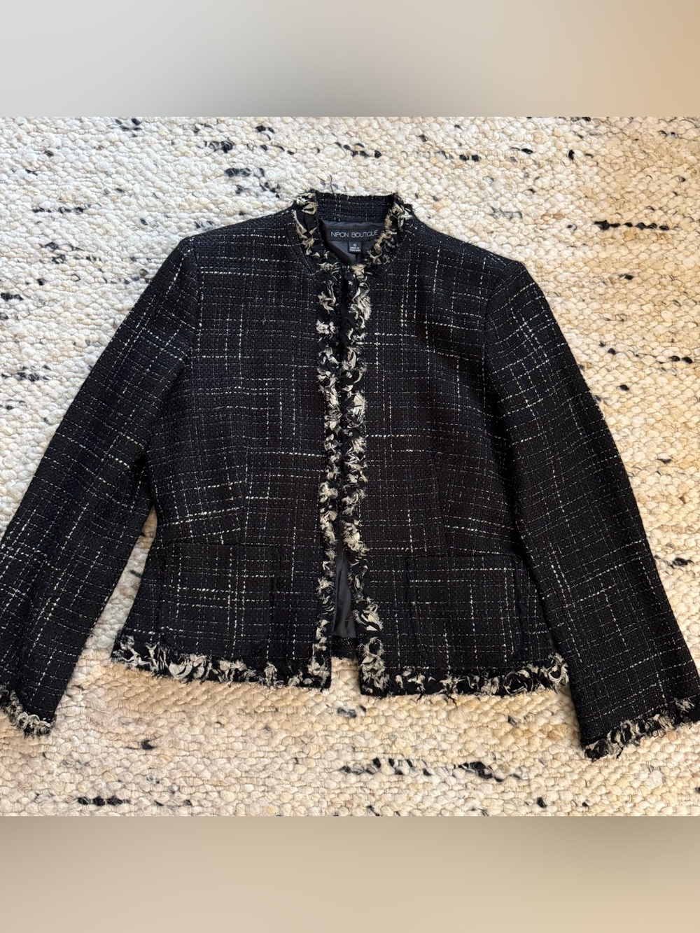Nipon Boutique Black Textured Blazer size 10